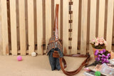 Women Leather Denim Shoulder Crossbody Handbag