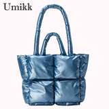 Winter Top-handle Bag Solid Nylon Warm Casual Portable for Shopping