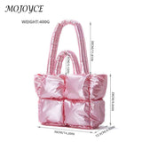 Cotton-Padded Bag Winter Top-handle Bag Solid Soft Nylon Casual Portable Girls