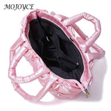 Cotton-Padded Bag Winter Top-handle Bag Solid Soft Nylon Casual Portable Girls