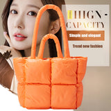 Cotton-Padded Bag Winter Top-handle Bag Solid Soft Nylon Casual Portable Girls