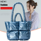 Women Winter Down Bag Portable Nylon Casual Warm Top-handle Bag