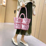 Women Winter Down Bag Portable Nylon Casual Warm Top-handle Bag