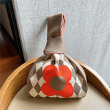 Checker Blocking Minority Knitted Handbag Women Spring Autumn Winter Shoulder Wo