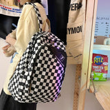 Checkerboard Backpack For Women School Bags Men Travel Rucksack Boy Girl