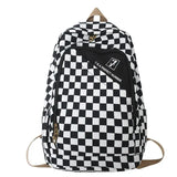 Checkerboard Backpack For Women School Bags Men Travel Rucksack Boy Girl