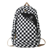 Checkerboard Backpack For Women School Bags Men Travel Rucksack Boy Girl