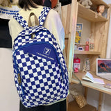Checkerboard Backpack For Women School Bags Men Travel Rucksack Boy Girl
