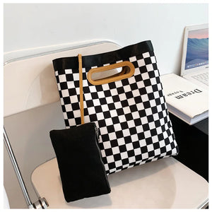 Checkerboard Office Ladies Large Capacity Clutch Bags