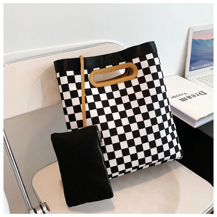 Checkerboard Office Ladies Large Capacity Clutch Bags