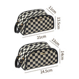 Checkerboard Plaid Cosmetic Bag Double Zipper Toiletry Bag