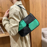 Checkerboard Shoulder Bags Women Vintage All-match Ladies Zipper Handbag