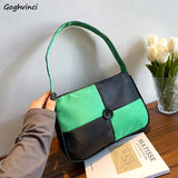 Checkerboard Shoulder Bags Women Vintage All-match Ladies Zipper Handbag