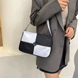 Checkerboard Shoulder Bags Women Vintage All-match Ladies Zipper Handbag