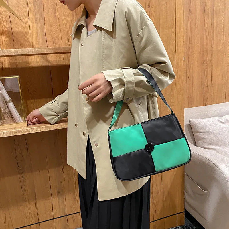 Checkerboard Shoulder Bags Women Vintage All-match Ladies Zipper Handbag