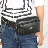 Leather Style Belt Bag Men Retro Waist Fanny Pack Coffee 7216