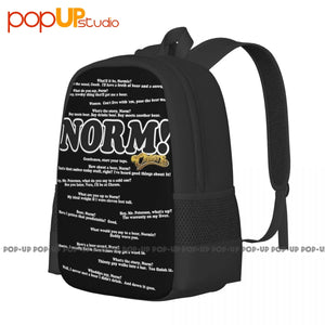 Cheers Normisms TV Show Backpack Large Capacity Riding Backpack