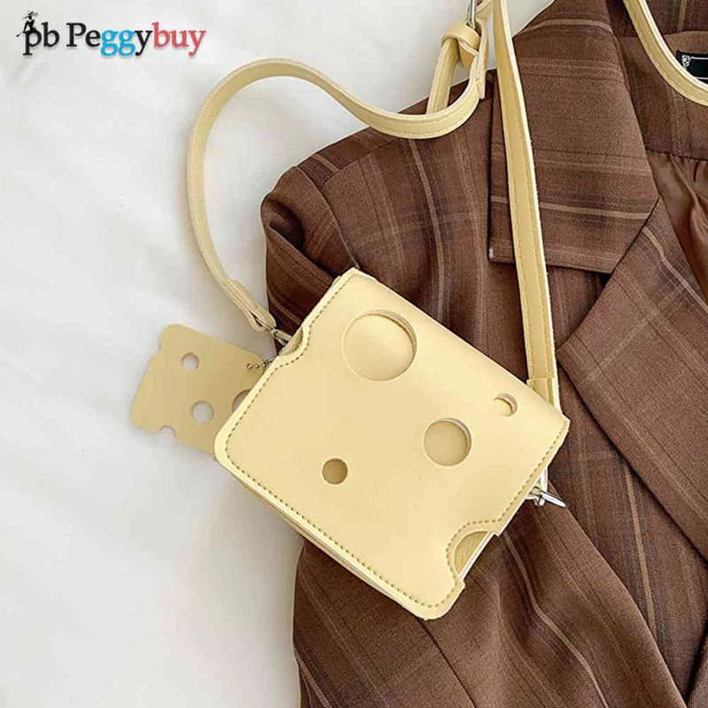Cheese Shaped Mini Bags For Women Earphone Lipstick Handbags