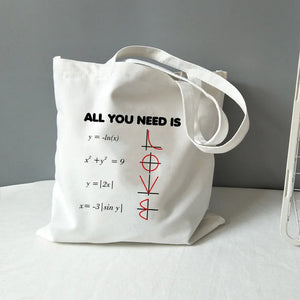 Chemistry Tote Bag All You Need Is Love Math Graphic Funny Geek Handbag
