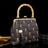 Vintage Fringe Wood Hand Shell Crossbody Bag Women's Handbags
