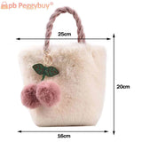 Cherry Crossbody Bag Plush Underarm Bag Chain Casual Portable Soft