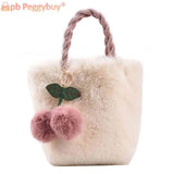 Cherry Crossbody Bag Plush Underarm Bag Chain Casual Portable Soft