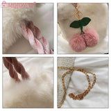 Cherry Crossbody Bag Plush Underarm Bag Chain Casual Portable Soft Warm