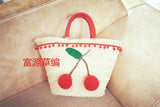 Cherry Summer Straw Sweater Bag for Beach Vacation