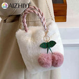 Cherry Messenger Bag Plush Female Tote Chain Casual Lightweight