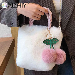 Cherry Messenger Bag Plush Female Tote Chain Casual Lightweight