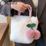 Cherry Messenger Bag Plush Female Tote Chain Casual Lightweight