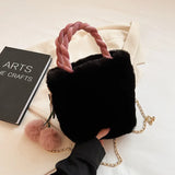 Cherry Plush Woven Handbag Sweet Chain Girls Shoulder Bag