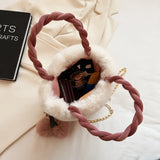 Cherry Plush Woven Handbag Sweet Chain Girls Shoulder Bag