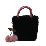 Cherry Plush Woven Handbag Sweet Chain Girls Shoulder Bag