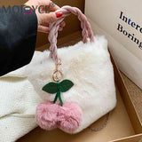 Cherry Shoulder Bag Plush Messenger Bag Chain Soft Warm Lightweight