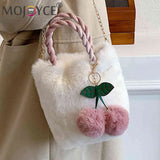 Cherry Shoulder Bag Plush Messenger Bag Chain Soft Warm Lightweight
