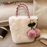 Cherry Shoulder Bag Plush Messenger Bag Chain Soft Warm Lightweight
