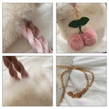 Cherry Plush Handbag Chain Casual Lightweight for Weekend Vacation
