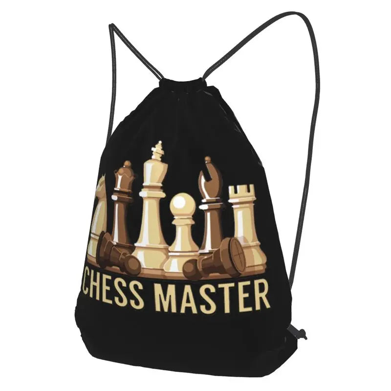 Chess Master Funny Board Game Drawstring Backpack Gym Beach Bag