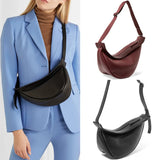 Half Moon PU Leather Chest Bag for Women Wine Red Soft