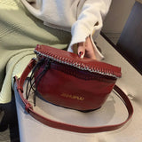 Women's Leather Crossbody Chest Bag Chain Shoulder Messenger Pack