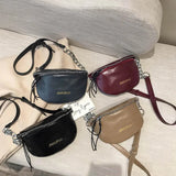 Women's Leather Crossbody Chest Bag Chain Shoulder Messenger Pack