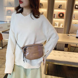 Women's Leather Crossbody Chest Bag Chain Shoulder Messenger Pack