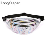 Geometric Pattern PU Leather Chest Bag Belt Sports Pouch