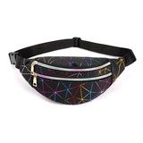 Geometric Pattern PU Leather Chest Bag Belt Sports Pouch