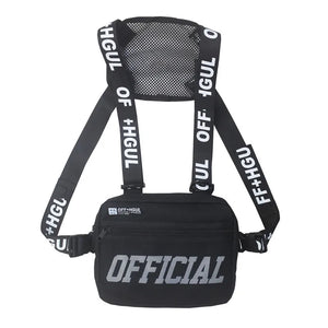 Men's Letter Print Vest Chest Bag Streetwear Backpack
