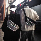 Men's Canvas Waist Bag Reflective Crossbody Pack