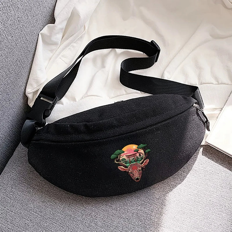Cartoon Print Chest Bag for Outdoor Sports, Running, Cycling - Waist Bag