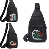 Wave Print Chest Bag USB Crossbody Pack Earphones Cable Hole Backpack