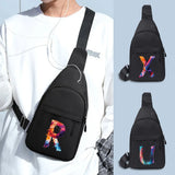 Chest Bag Crossbody Pack USB Charging Earphones Backpack Paint Pattern